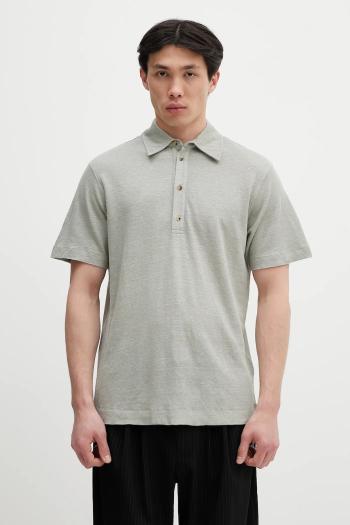 Ľanové polo Paul Smith šedá farba, jednofarebné, M1R-446Z-P01764