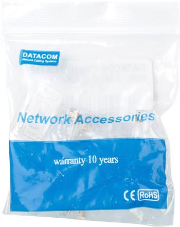 Csatlakozó 10-es csomag, Datacom, RJ45, CAT5E, UTP, 8P8C, drót