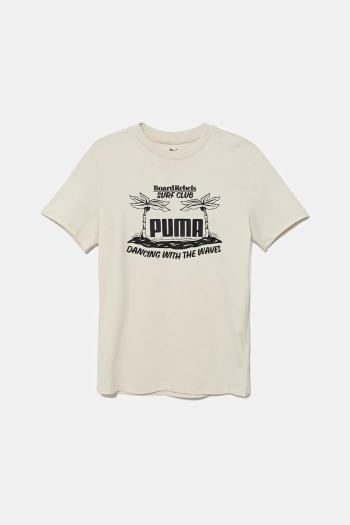 Detské bavlnené tričko Puma MID90S Graphic Tee III béžová farba, s potlačou, 685152