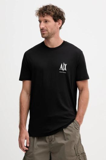 Bavlnené tričko Armani Exchange pánske, čierna farba, s nášivkou, XM000365 AF12308