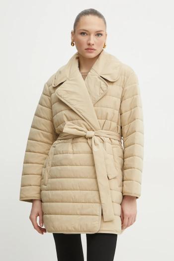 Bunda BOSS béžová farba, prechodná, oversize, 50535340