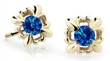 Cutie Jewellery Roztomilé detské náušnice zo žltého zlata C2212-30-X-1 modrá