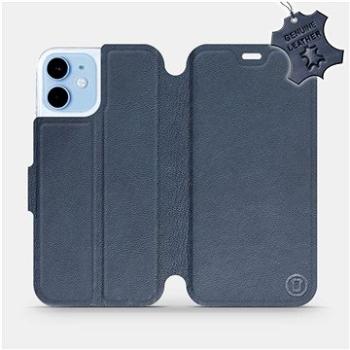 Flipové pouzdro na mobil Apple iPhone 12 mini - Modré - kožené -   Blue Leather (5903516373345)