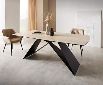 Jedálenský stôl Edge oválny 200x100 keramický travertín prírodný