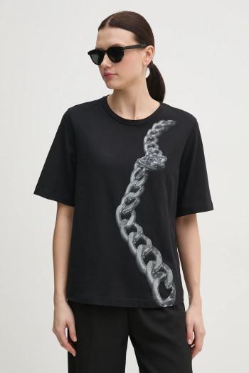 Bavlnené tričko Sisley dámske, čierna farba, 3I1XL106R