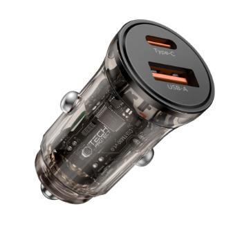 Tech-Protect CC01 autonabíjačka USB / USB-C 30W PD QC, čierna