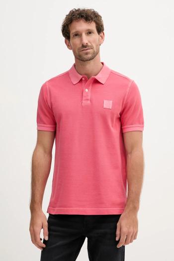 Bavlnené polo tričko United Colors of Benetton ružová farba, jednofarebné, 3089U302D