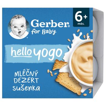 GERBER Hello yogo mliečny dezert s príchuťou sušienky 4 x 100 g