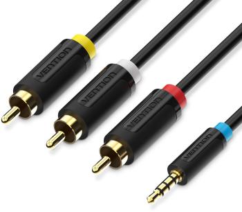 Videokábel Vention 3,5 mm Male to 3x RCA Male AV Cable 1,5 m Black