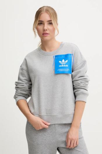 Bavlnená mikina adidas Originals x Ksenia Schneider dámska, šedá farba, s nášivkou, IW5666