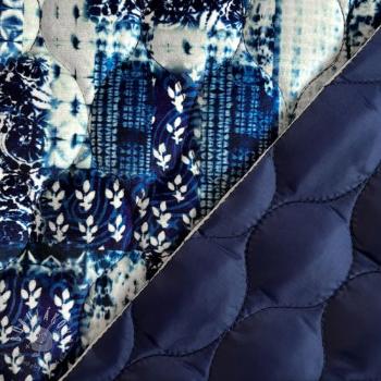 Prešívaná látka VELVET Patchwork navy digital print