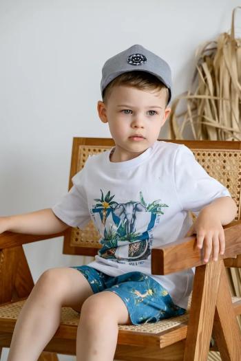 Detská bavlnená šiltovka Jamiks OMER šedá farba, s nášivkou, JLH101