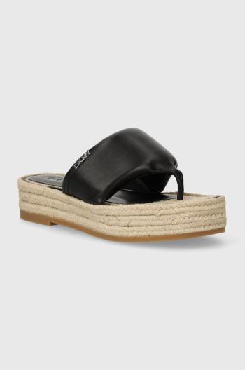 Kožené žabky Dkny Fifi dámske, čierna farba, na platforme, K1405997