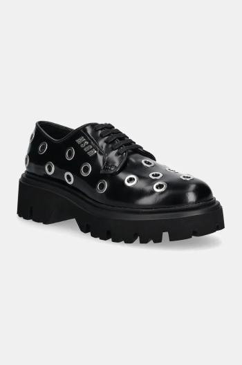Kožené poltopánky MSGM dámske, čierna farba, na platforme, 3741MDS154 519