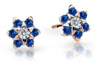 Cutie Jewellery Pôvabné detské náušnice z ružového zlata C2152-30-X-4 modrá