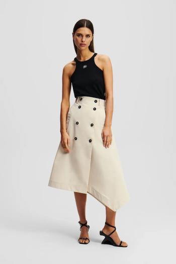 Sukňa Karl Lagerfeld béžová farba, midi, áčkový strih, A2W12007