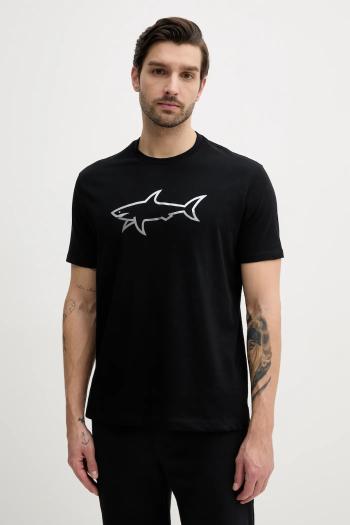 Bavlnené tričko Paul&Shark pánske, čierna farba, s potlačou, 25411078