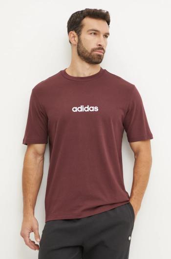 Bavlnené tričko adidas Essentials Linear pánske, červená farba, s potlačou, JE8998