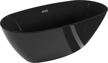 MEXEN/S - Eris voľne stojaca vaňa 170 x 80, čierna, sifón a prepad grafit kartáčovaná 53441708070-66