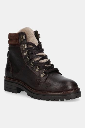 Kožené členkové topánky Barbour Bamburgh hnedá farba, na plochom podpätku, zateplené, LFO0770BR96