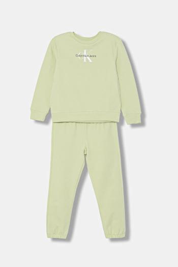 Detská tepláková súprava Calvin Klein Jeans zelená farba, IN0IN00017