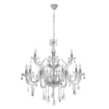 Závesná lampa Cristallo chróm 12x40W E14 priehľadná