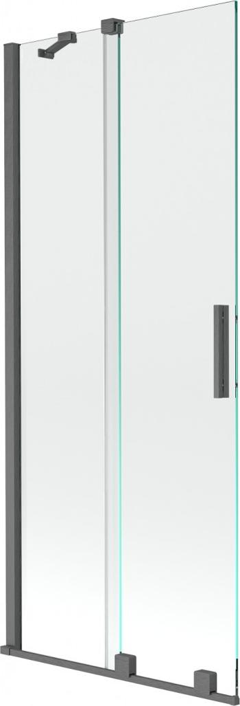 MEXEN/S - Velar Dvojkrídlová posuvná vaňová zástena 85 x 150, transparent, šedá kartáčovaná 896-085-000-01-66