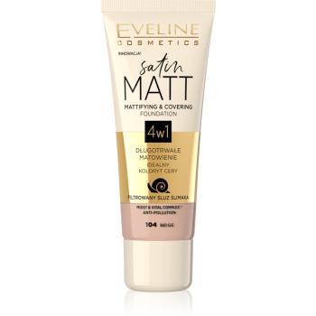 Eveline Cosmetics Satin Matt zmatňujúci make-up s extraktom zo slimáka odtieň 104 Beige 30 ml