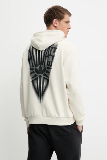 Bavlnená mikina adidas Originals Skeleton Hoodie béžová farba, s kapucňou, s potlačou, JN4557