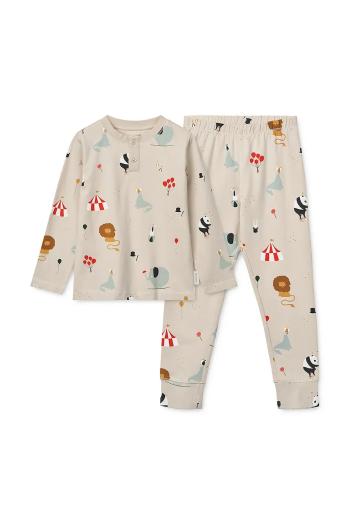 Detské bavlnené pyžamo Liewood Wilhelm Printed Pyjamas Set béžová farba, vzorovaná, LW19854