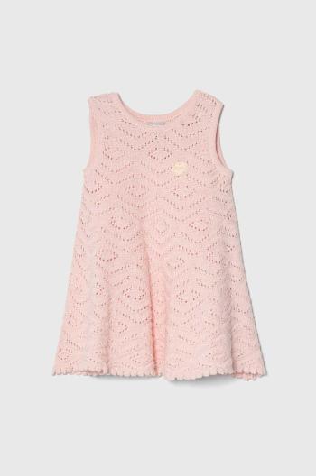 Dievčenské bavlnené šaty Guess ružová farba, mini, áčkový strih