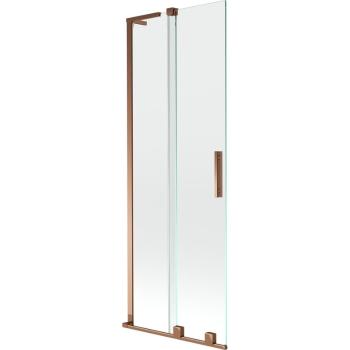 MEXEN/S - Velar L dvojkrídlová posuvná vaňová zástena 70 x 150 cm, transparent, ružové zlato 896-070-003-01-60