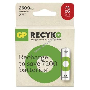 GP ReCyko Ni-MH akku HR6 (AA), 2600mAh 6db/csomag - Kiárusítás!