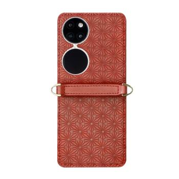 EMBOSSED Kryt s remienkom Huawei P50 Pocket červený