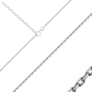 Strieborná 925 retiazka - lesklé oválne očká, perový krúžok, 1,1 mm 