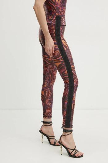 Legíny Versace Jeans Couture dámske, oranžová farba, vzorované, 78HAC114 JS438