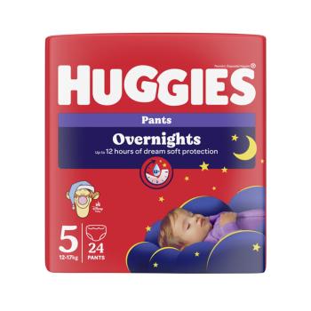 HUGGIES® Nohavičky plienkové nočné Overnights Pants vel. 5 (12-17 kg), 24 kusů