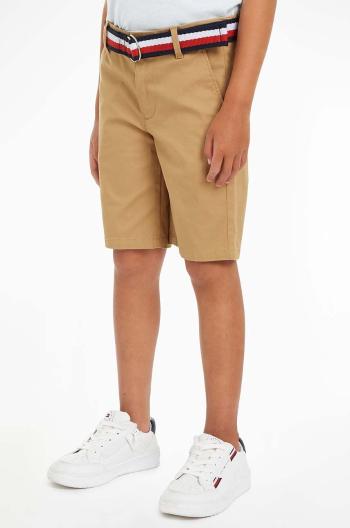 Detské krátke nohavice Tommy Hilfiger béžová farba