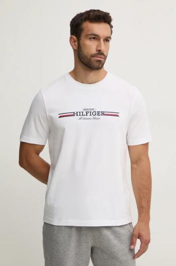 Tričko Tommy Hilfiger pánske, biela farba, s potlačou, MW0MW36480