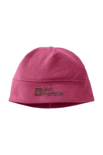 Detská čiapka Jack Wolfskin REAL STUFF BEANIE ružová farba biela, z tenkej pleteniny