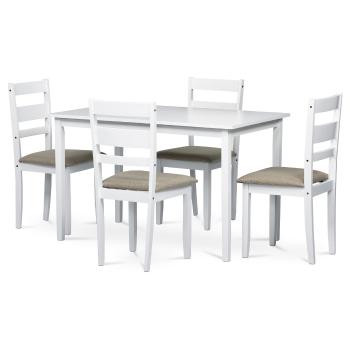 Jedálenský set z masívneho dreva so 4 stoličkami,120 x 75 x 75 cm, biely
