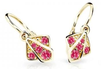Cutie Jewellery Detské náušnice zo žltého zlata C2241-10-X-1 fuchsiová