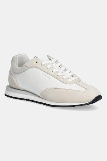 Kožené tenisky Calvin Klein RUNNER LACE UP - LTH SUE MIX biela farba, HW0HW02286