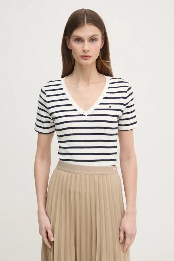Bavlnené tričko Tommy Hilfiger dámske, biela farba, WW0WW40584