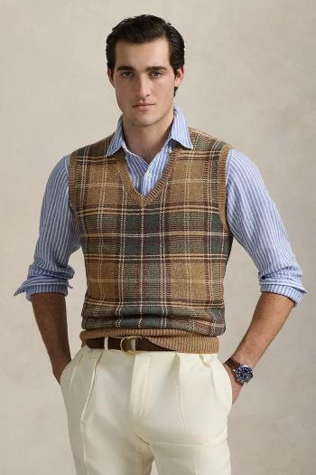 Vlnená vesta Polo Ralph Lauren béžová farba, 710970654