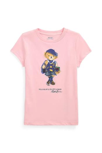 Detské bavlnené tričko Polo Ralph Lauren ružová farba, 312961230001