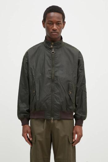 Bunda Baracuta Barbour x Baracut Wax Jacket pánska, zelená farba, prechodná, oversize, BRCPS1093
