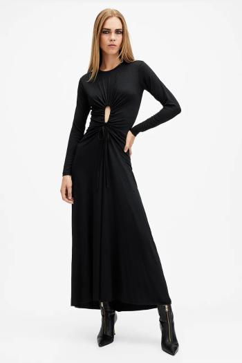 Šaty AllSaints XYLIA čierna farba, maxi, áčkový strih, W175DB