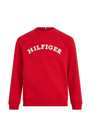 Detská bavlnená mikina Tommy Hilfiger červená farba, s potlačou, KS0KS00626