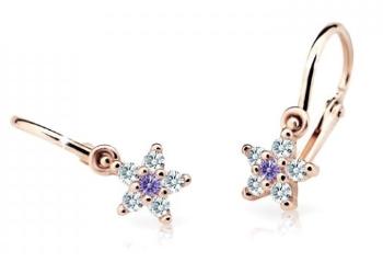 Cutie Jewellery Trblietavé detské náušnice z ružového zlata C2118-10-X-4 fialová